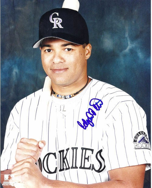 Edgard Clemente Signed Colorado Rockies 8x10 Photo White Jersey-Powers Sports Memorabilia