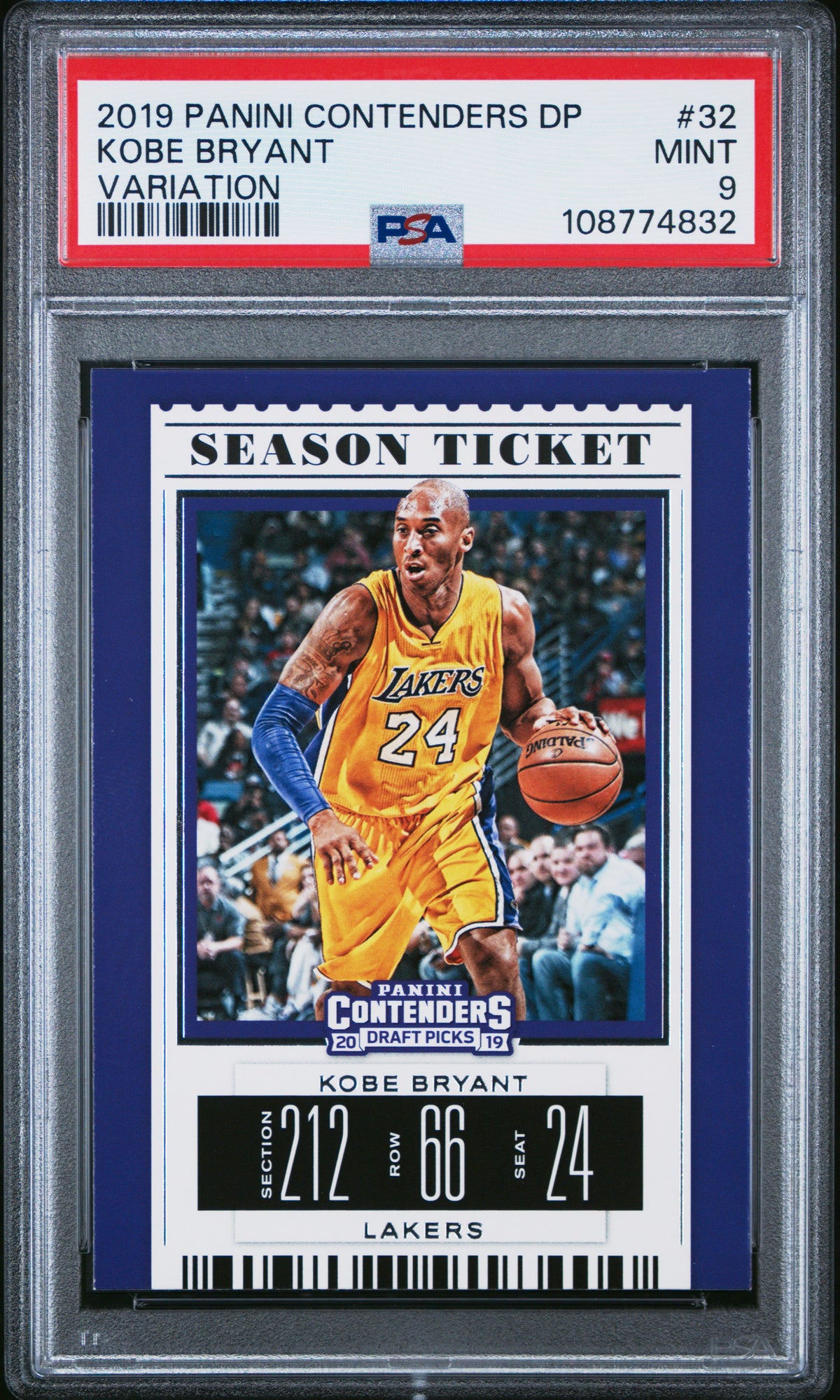 Kobe Bryant 2019 Panini Contenders Draft Picks Variation Los Angeles Lakers Basketball Card #32 Graded PSA 9 Cert #108774832