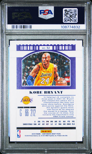 Kobe Bryant 2019 Panini Contenders Draft Picks Variation Los Angeles Lakers Basketball Card #32 Graded PSA 9 Cert #108774832