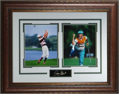 Payne Stewart PGA Tour 2 Photograph Engraved Signature Series 21x25 Premium Leather Framing-Powers Sports Memorabilia