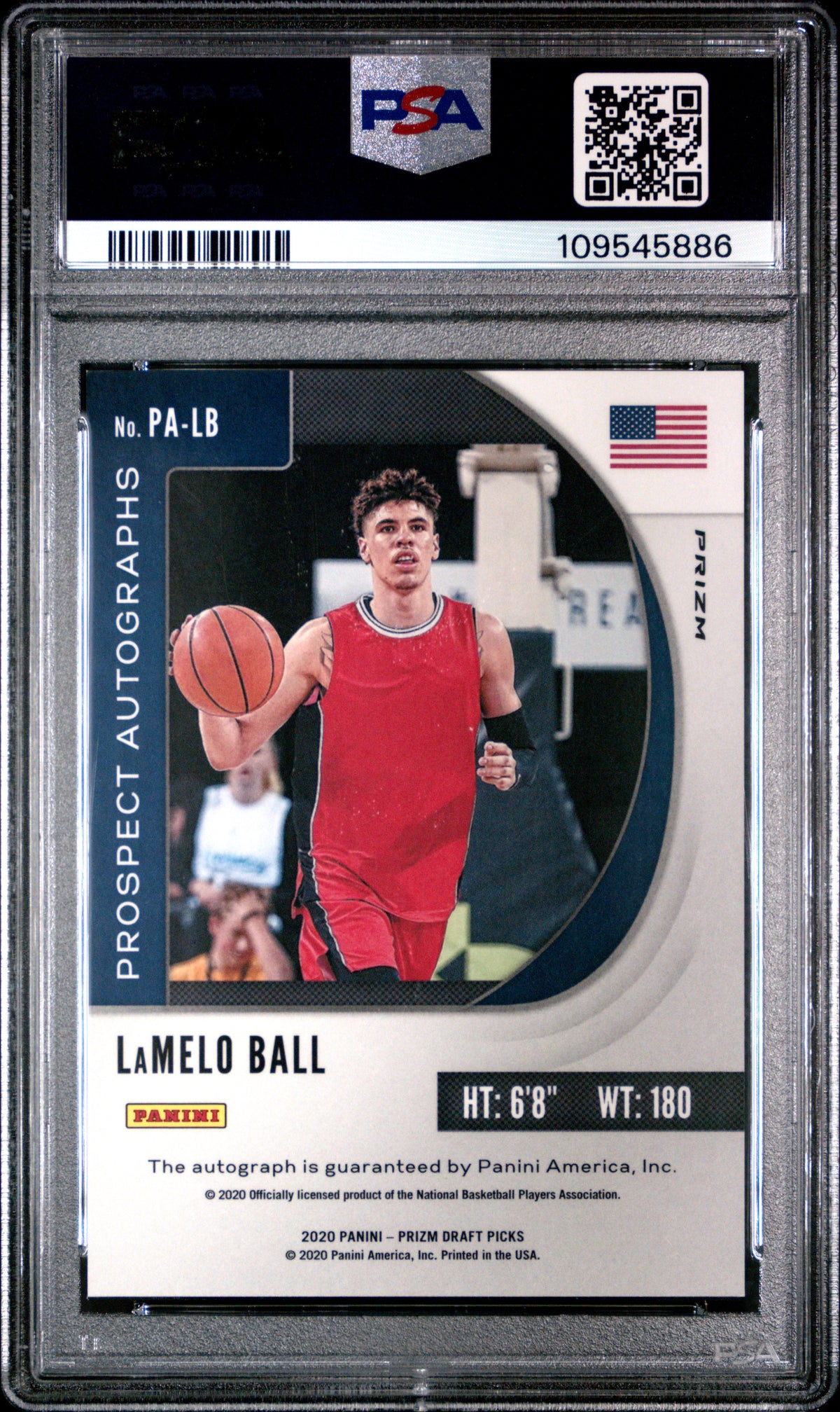 LaMelo Ball 2020 Panini Prizm Draft Picks Pros Auto Green Prizm Signed Basketball Rookie Card #PALB Graded PSA 9 Cert #109545886-Powers Sports Memorabilia