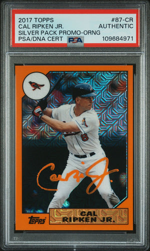 Cal Ripken Jr 2017 Topps Silver Pack Promo Orange Baseball Card #87-CR Auto PSA 20/75-Powers Sports Memorabilia