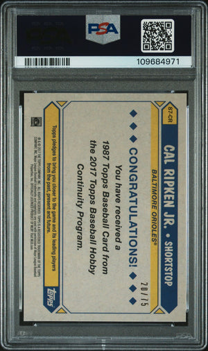 Cal Ripken Jr 2017 Topps Silver Pack Promo Orange Baseball Card #87-CR Auto PSA 20/75-Powers Sports Memorabilia