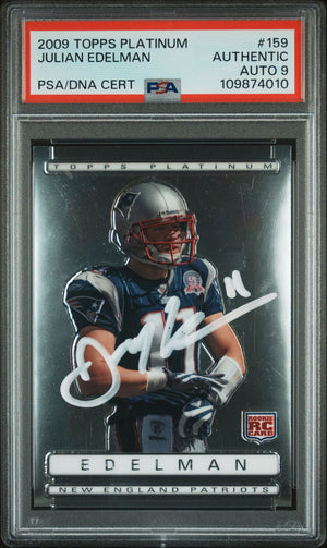 Julian Edelman 2009 Topps Platinum Rookie Card #159 Auto Graded PSA 9 109874010-Powers Sports Memorabilia