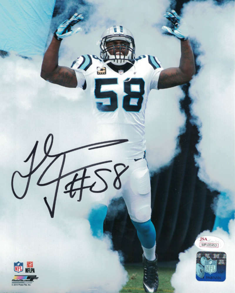 Thomas Davis Carolina Panthers Signed 8x10 Photo - (smoke white) JSA JSA-Powers Sports Memorabilia