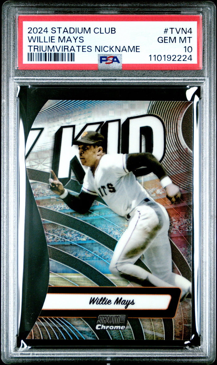 Willie Mays 2024 Topps Stadium Club Triumvirates Nickname Baseball Card #TVN4 Graded PSA 10 Cert #110192224-Powers Sports Memorabilia