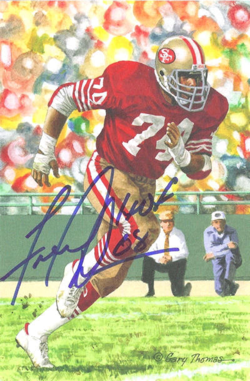 Fred Dean San Francisco 49ers Signed Goal Line Art in blue with HOF 08-Powers Sports Memorabilia