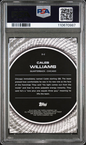 Caleb Williams 2024 Topps Finest Football Rookie Debut Checkerboard Card #D2 Graded PSA 10 Cert #110670987-Powers Sports Memorabilia
