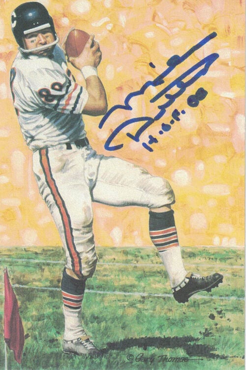 Mike Ditka Signed Chicago Bears Goal Line Art Card blue w/HOF 88-Powers Sports Memorabilia