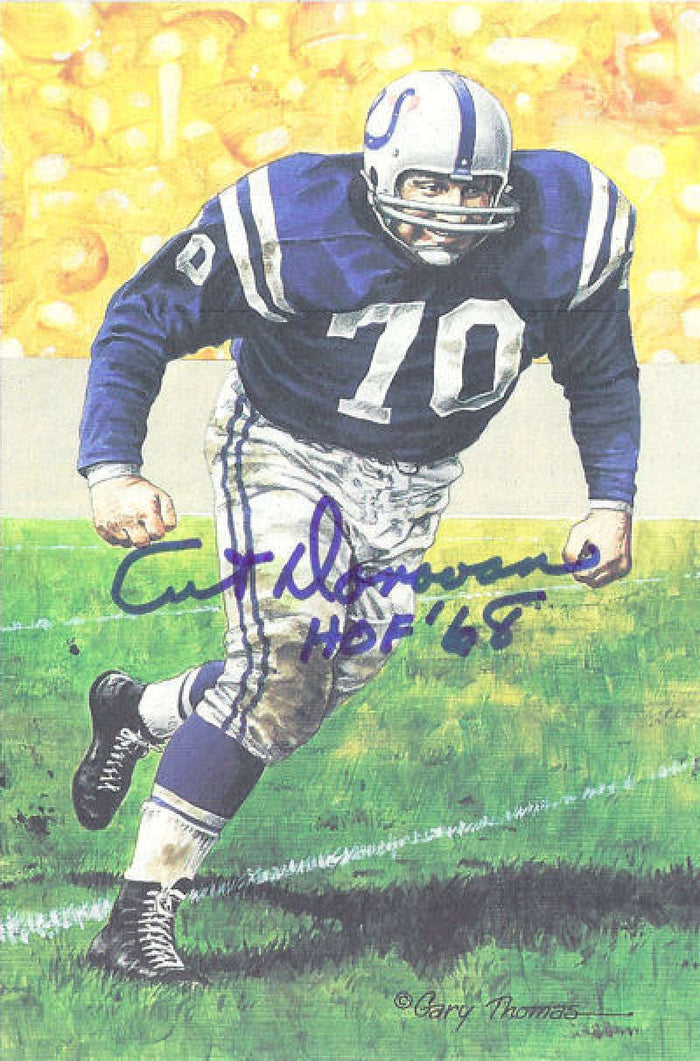 Art Donovan Signed Baltimore Colts Goal Line Art w/HOF 68-Powers Sports Memorabilia