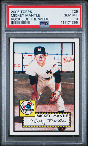 Mickey Mantle 2006 Topps All Time Rookie of the Week Baseball Card #25 Graded PSA 10 GEM MINT-Powers Sports Memorabilia
