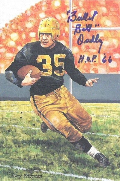 Bill Dudley Signed Pittburgh Steelers Goal Line Art w/HOF 66-Powers Sports Memorabilia