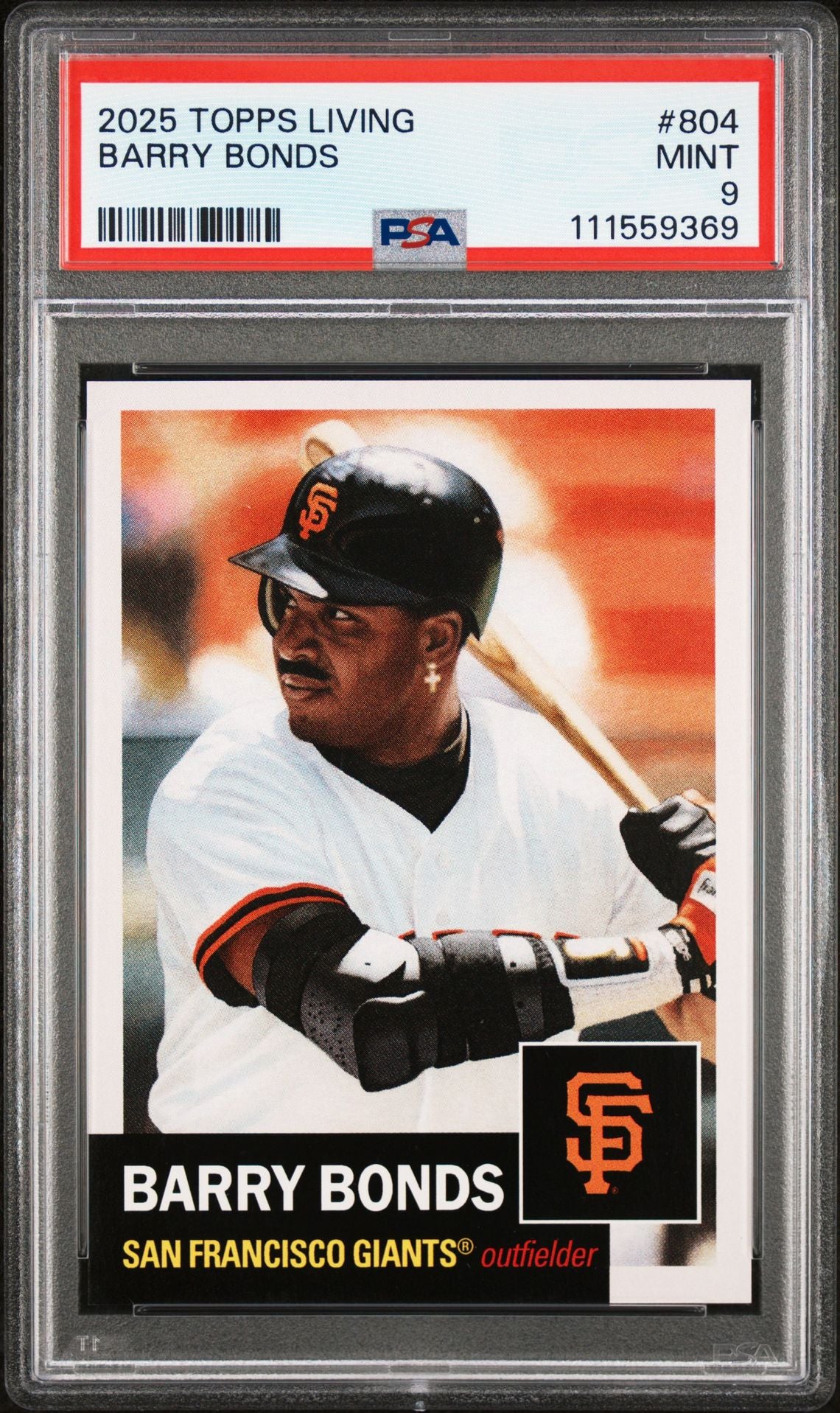 Barry Bonds 2025 Topps Living Baseball Card #804 Graded PSA 9-Powers Sports Memorabilia