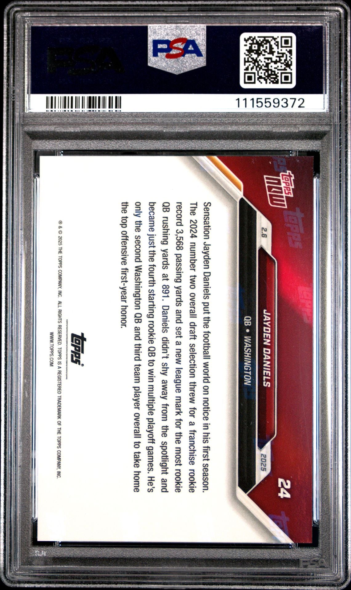 Jayden Daniels 2024 Topps Now Football Rookie of the Year Card #24 Graded PSA 10-Powers Sports Memorabilia