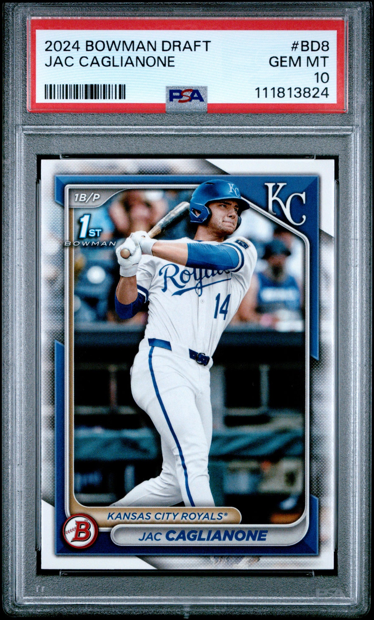 Jac Caglianone 2024 Bowman Draft Baseball Rookie Card #BD8 Graded PSA 10-Powers Sports Memorabilia