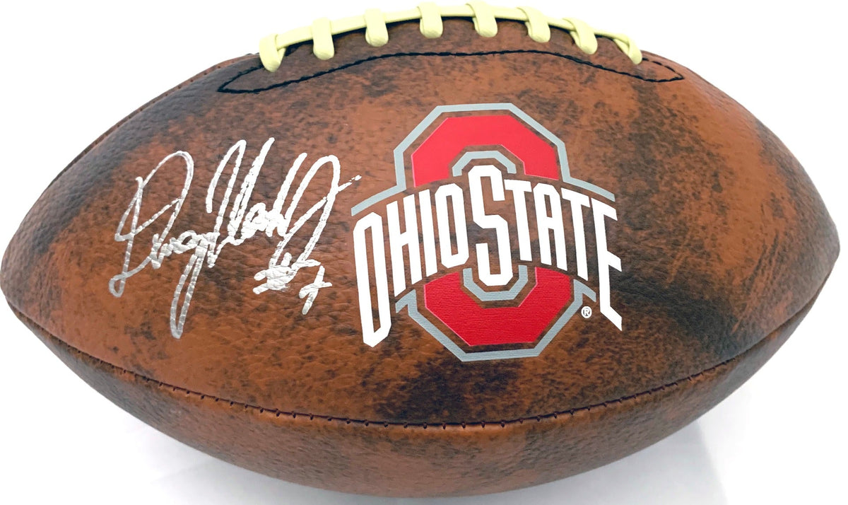 Dwayne Haskins Autographed Ohio State Buckeyes Vintage Logo Football Beckett Authenticated-Powers Sports Memorabilia
