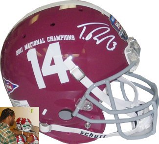 Trent Richardson Autographed Alabama Crimson Tide Full Size Authentic #14 BCS National Champs Logo Schutt Helmet-Powers Sports Memorabilia