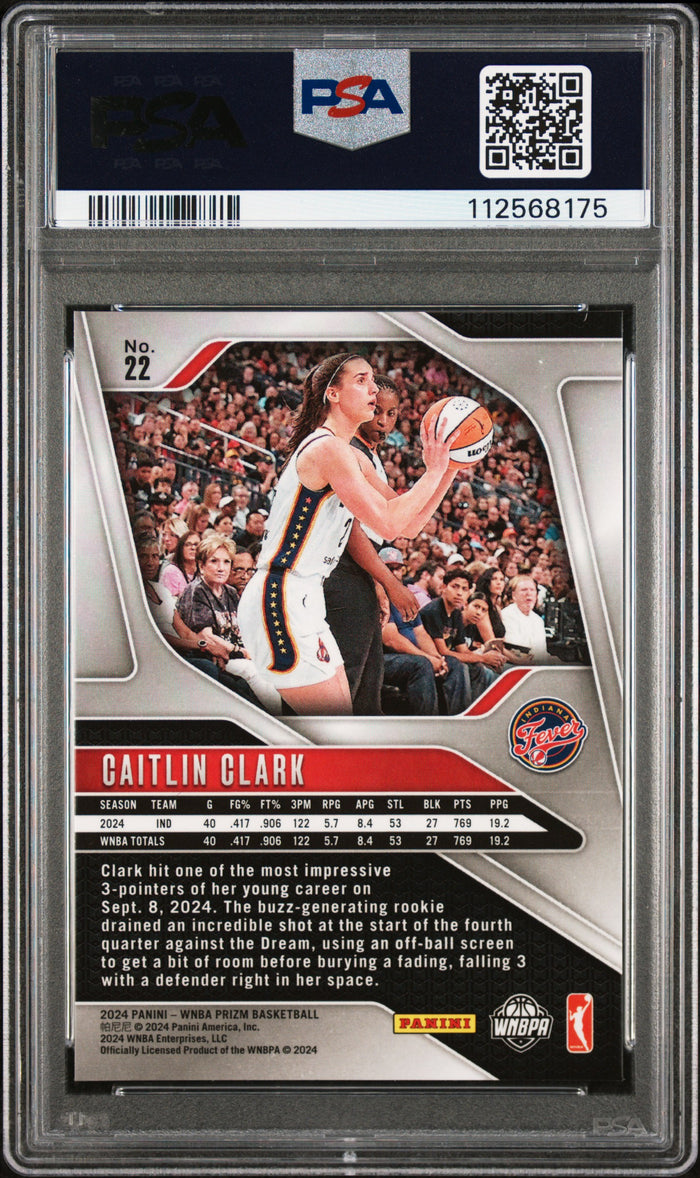 Caitlin Clark 2024 Panini Prizm Indiana Fever Basketball Rookie Card #22 Graded PSA 9 Cert #112568175-Powers Sports Memorabilia