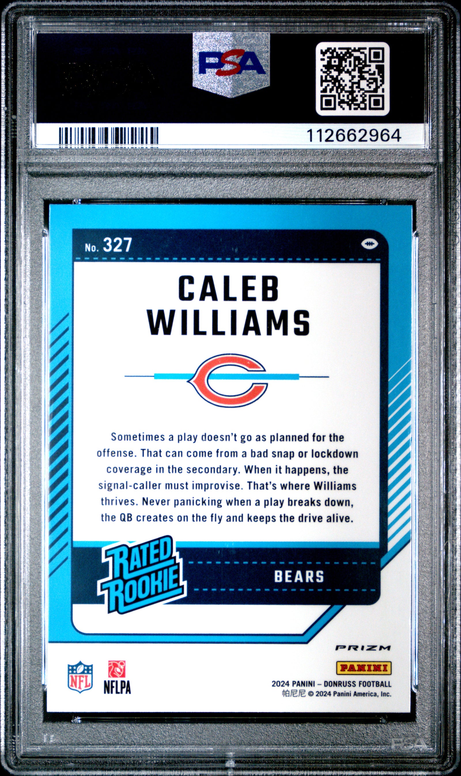 Caleb Williams 2024 Donruss Optic Preview Pink Rookie Football Card #327 Graded PSA 10 Cert #112662964-Powers Sports Memorabilia