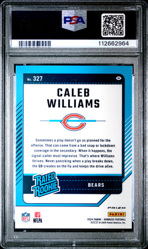 Caleb Williams 2024 Donruss Optic Preview Pink Rookie Football Card #327 Graded PSA 10 Cert #112662964-Powers Sports Memorabilia