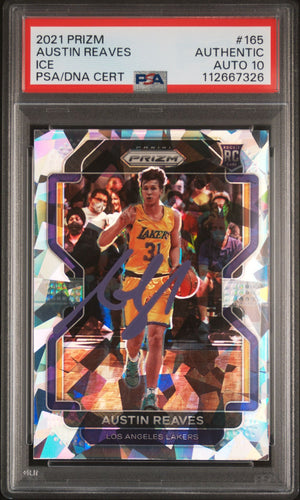Austin Reaves 2021 Panini Prizm Ice Signed Rookie Card #165 Auto PSA 10 12667326-Powers Sports Memorabilia
