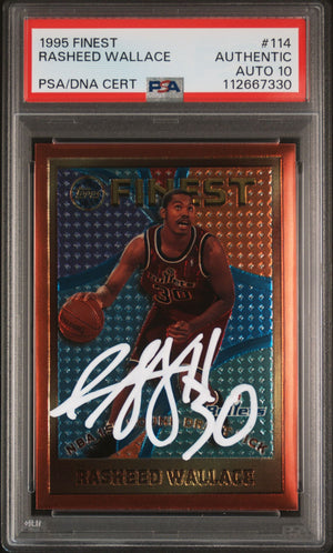 Rasheed Wallace 1995 Finest Signed Rookie Card #114 Auto Graded PSA 10 112667330-Powers Sports Memorabilia