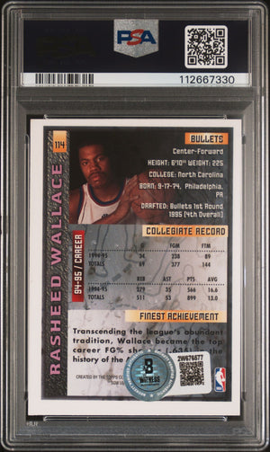 Rasheed Wallace 1995 Finest Signed Rookie Card #114 Auto Graded PSA 10 112667330-Powers Sports Memorabilia