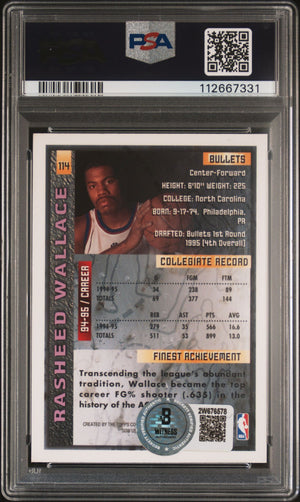 Rasheed Wallace 1995 Finest Signed Rookie Card #114 Auto Graded PSA 10 112667331-Powers Sports Memorabilia