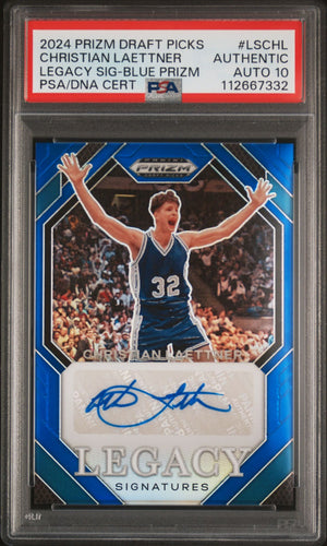 Christian Laettner 2024 Panini Prizm DP Blue Card #LSCHL Auto PSA 10 93/99-Powers Sports Memorabilia