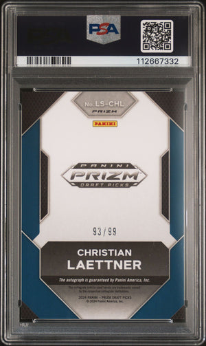 Christian Laettner 2024 Panini Prizm DP Blue Card #LSCHL Auto PSA 10 93/99-Powers Sports Memorabilia