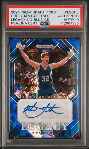 Christian Laettner 2024 Panini Prizm DP Blue Ice Card #LSCHL Auto PSA 10 64/75-Powers Sports Memorabilia