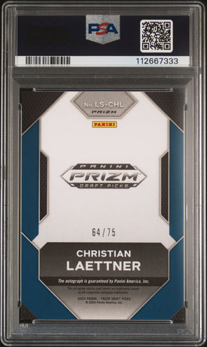 Christian Laettner 2024 Panini Prizm DP Blue Ice Card #LSCHL Auto PSA 10 64/75-Powers Sports Memorabilia