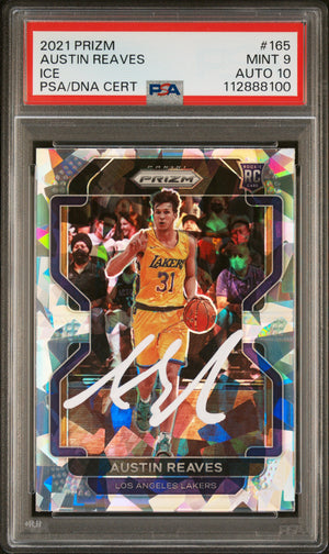 Austin Reaves 2021 Panini Prizm Ice Rookie Card #165 Graded PSA 9 Auto 10-Powers Sports Memorabilia