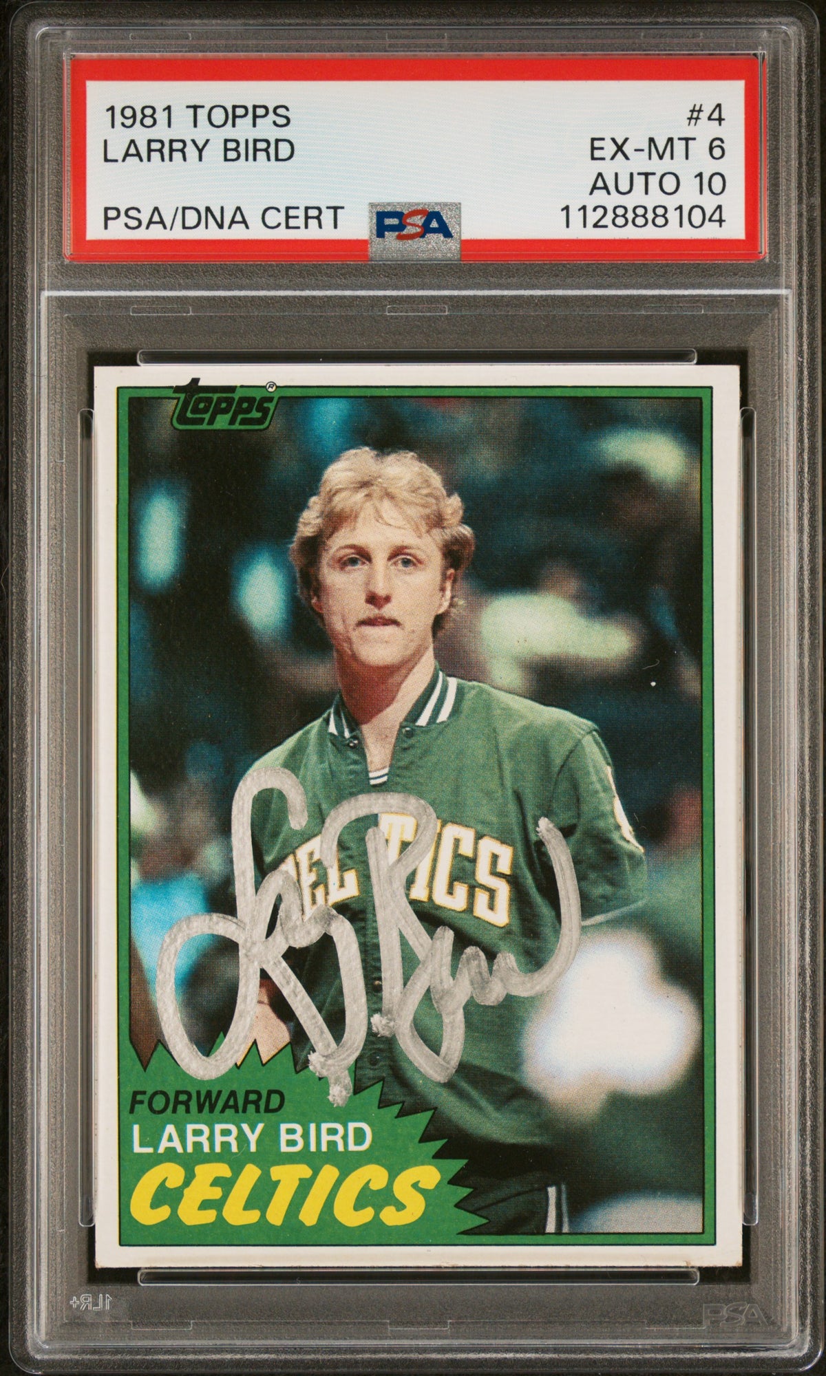 Larry Bird 1981 Topps Signed Basketball Card #4 Graded PSA 6 Auto 10 112888104-Powers Sports Memorabilia