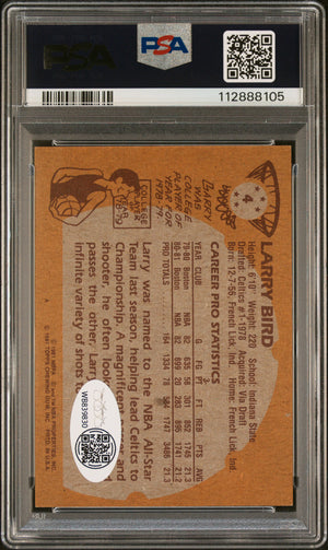 Larry Bird 1981 Topps Signed Basketball Card #4 Graded PSA 7 Auto 9 112888105-Powers Sports Memorabilia