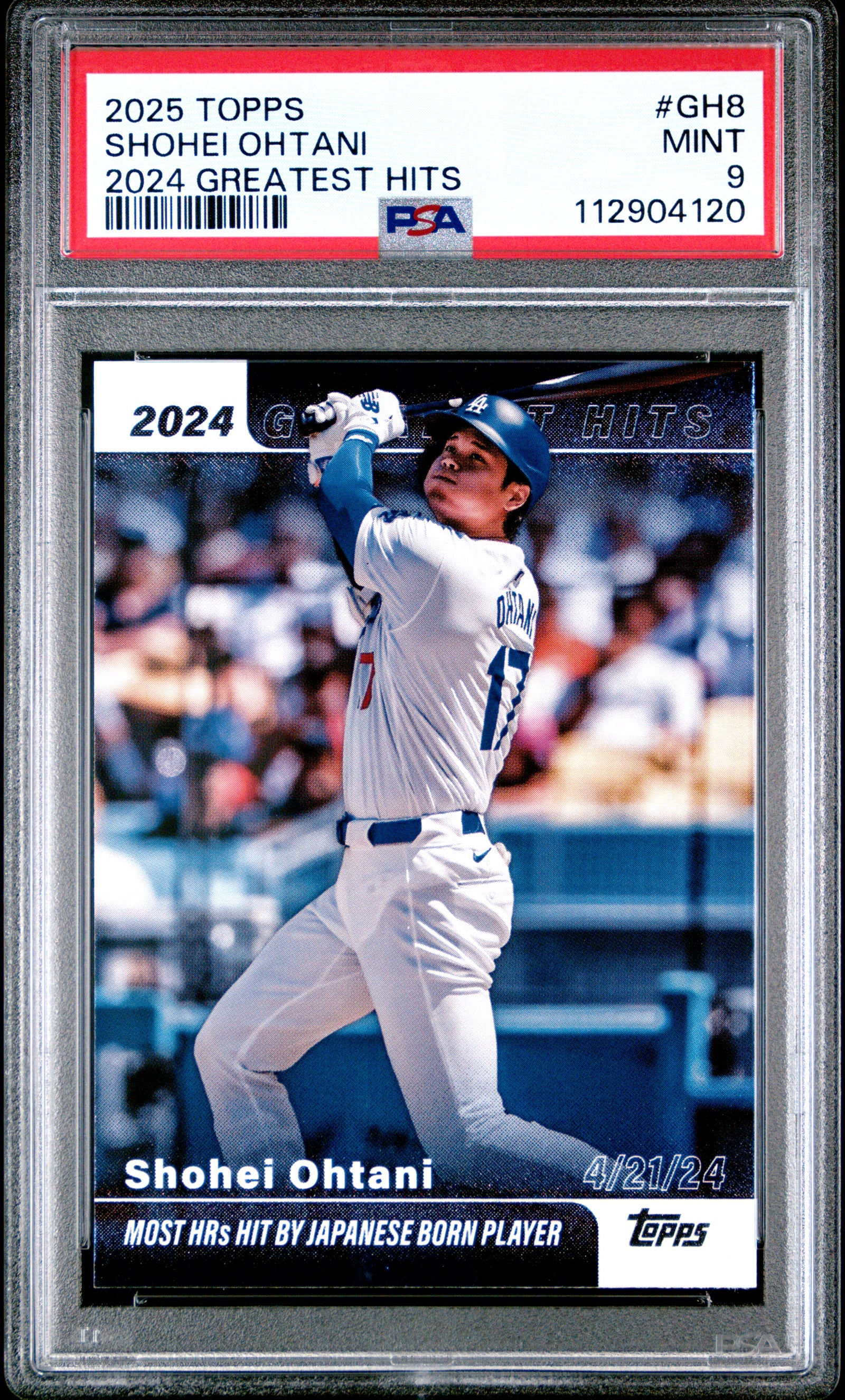 Shohei Ohtani 2025 Topps Greatest Hits 2024 Baseball Card #GH8 Graded PSA 9 Cert #112904120-Powers Sports Memorabilia