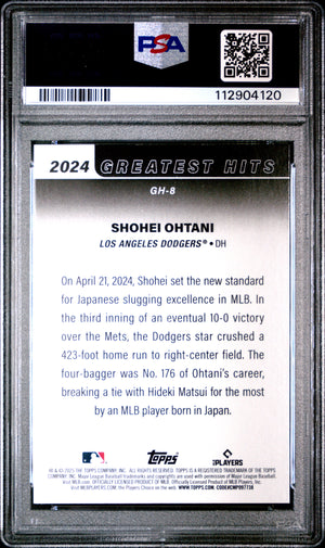 Shohei Ohtani 2025 Topps Greatest Hits 2024 Baseball Card #GH8 Graded PSA 9 Cert #112904120-Powers Sports Memorabilia