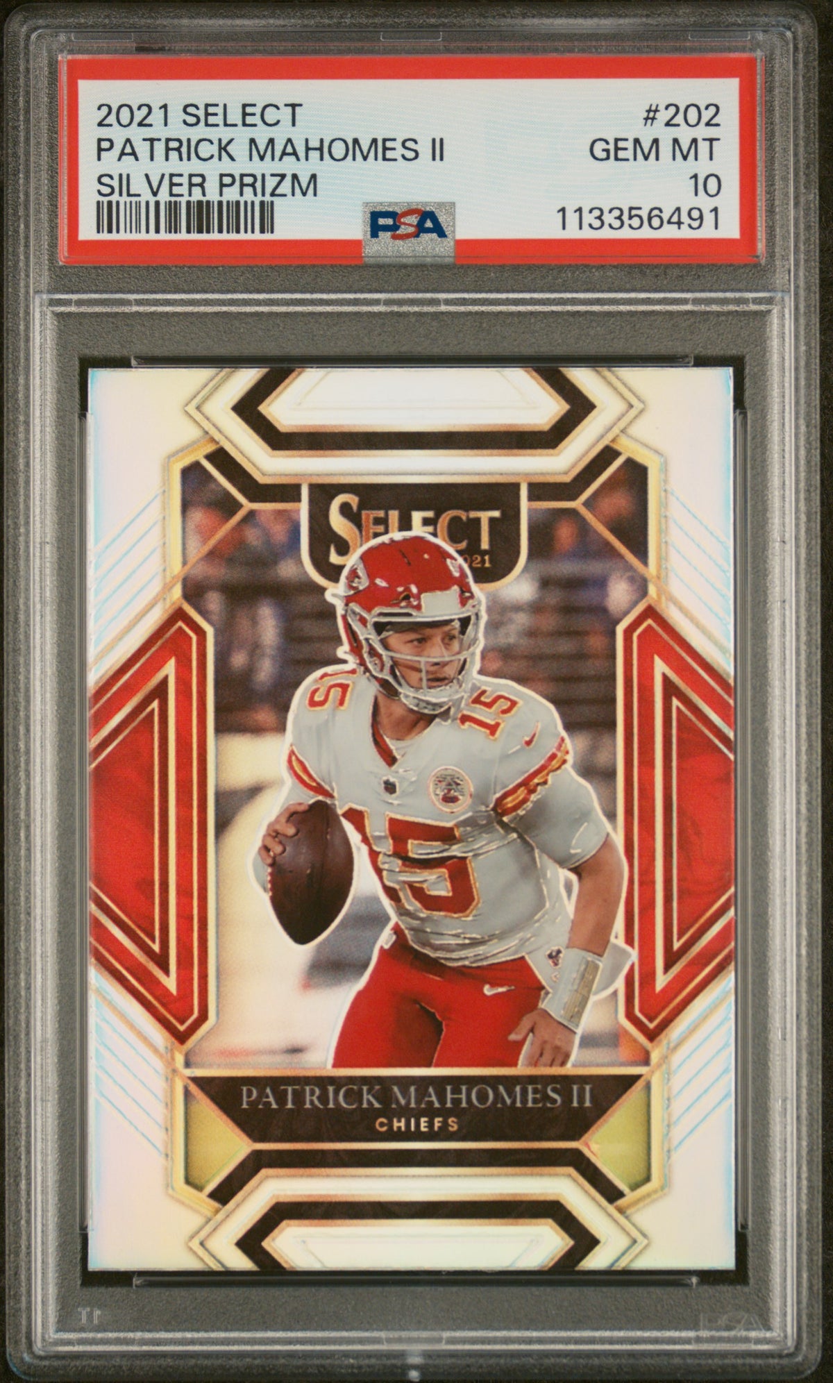 Patrick Mahomes II 2021 Panini Select Silver Prizm Kansas City Chiefs Football Card #202 Graded PSA 10 Cert #113356491-Powers Sports Memorabilia