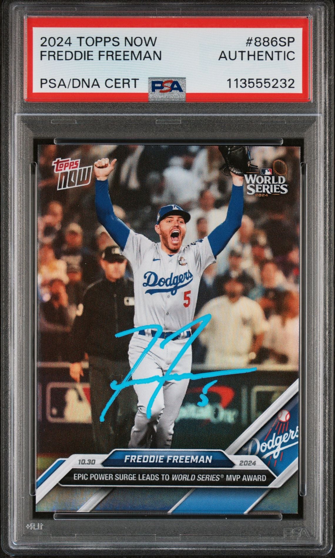 Freddie Freeman 2024 Topps Now World Series MVP Card #886SP Auto Authentic PSA-Powers Sports Memorabilia