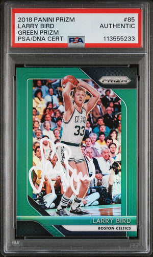 Larry Bird 2018 Panini Prizm Green Card #85 Auto Graded Authentic PSA 113555233-Powers Sports Memorabilia