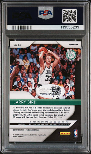 Larry Bird 2018 Panini Prizm Green Card #85 Auto Graded Authentic PSA 113555233-Powers Sports Memorabilia