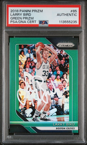 Larry Bird 2018 Panini Prizm Green Card #85 Auto Graded Authentic PSA 113555235-Powers Sports Memorabilia