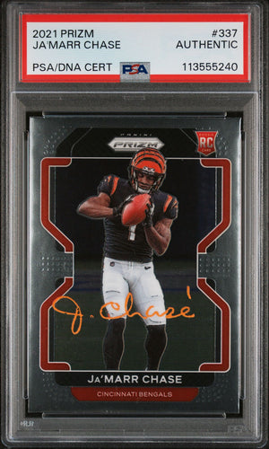 Ja'Marr Chase 2021 Panini Prizm Rookie Card #337 Auto Graded Authentic PSA 5240-Powers Sports Memorabilia