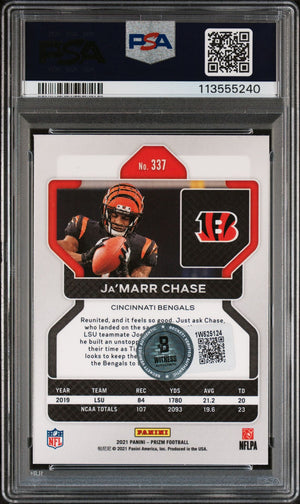 Ja'Marr Chase 2021 Panini Prizm Rookie Card #337 Auto Graded Authentic PSA 5240-Powers Sports Memorabilia