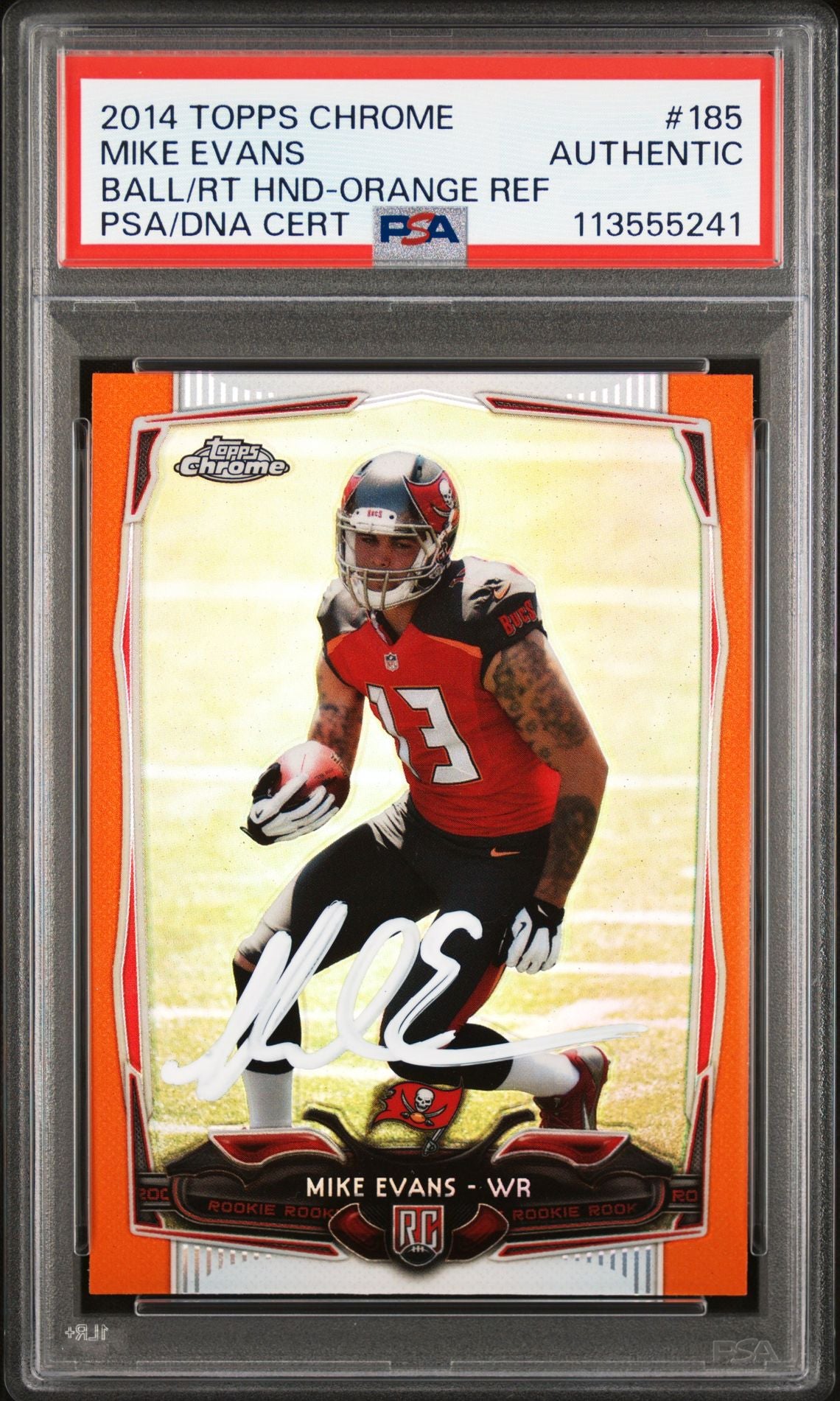 Mike Evans 2014 Topps Chrome Orange Refractor Signed Rookie Card #185 Auto PSA-Powers Sports Memorabilia