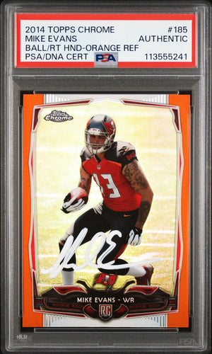 Mike Evans 2014 Topps Chrome Orange Refractor Signed Rookie Card #185 Auto PSA-Powers Sports Memorabilia