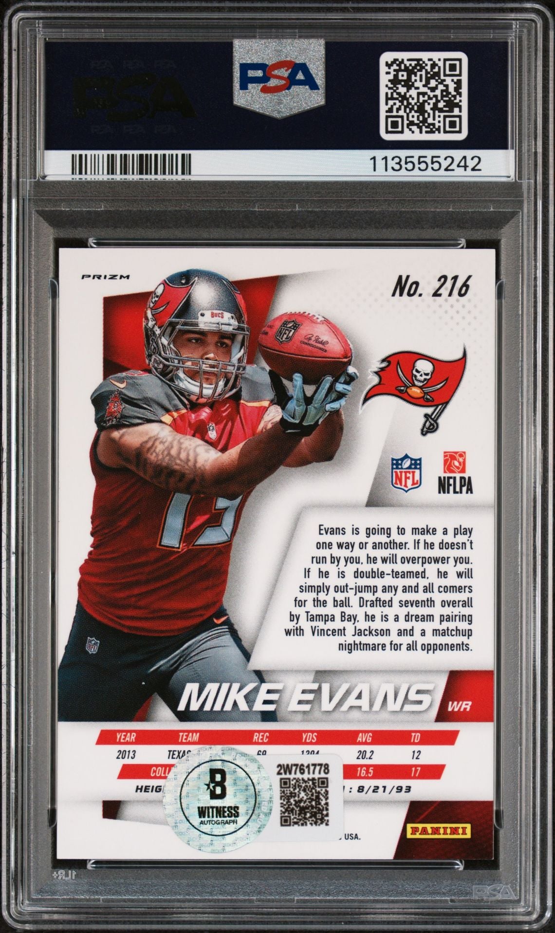 Mike Evans 2014 Panini Prizm Variation Signed Rookie Card #216 Auto Graded PSA-Powers Sports Memorabilia