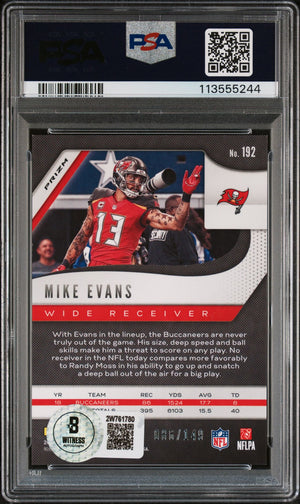 Mike Evans 2019 Panini Prizm Red Wave Signed Card #192 Auto Graded PSA 86/149-Powers Sports Memorabilia