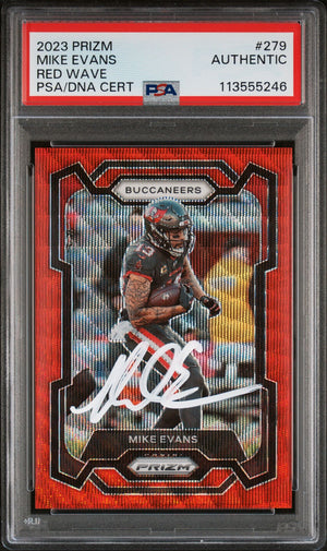 Mike Evans 2023 Panini Prizm Red Wave Signed Card #279 Auto Graded PSA 146/149-Powers Sports Memorabilia