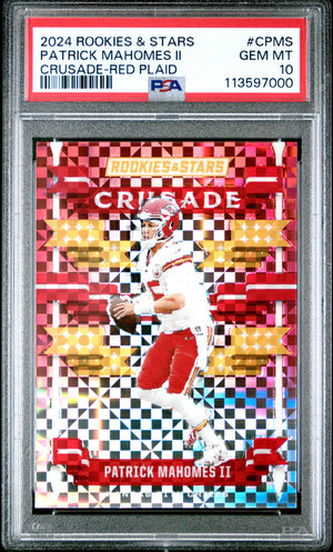 Patrick Mahomes II 2024 Rookies & Stars Crusade Red Plaid Kansas City Chiefs Football Card #CPMS Graded PSA 10 Cert #113597000-Powers Sports Memorabilia